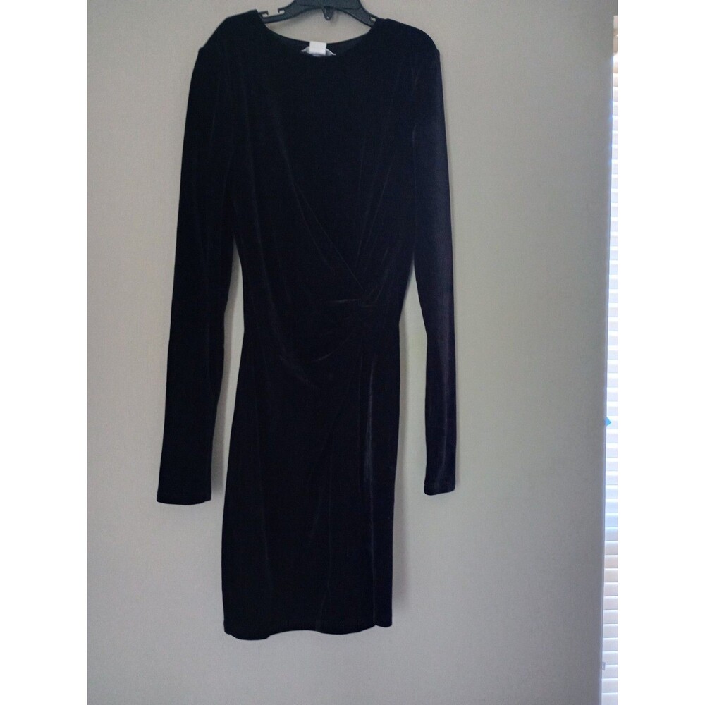NWT H&M Black Velvet Long Sleeve Mini Dress Size XS - Picture 3 of 10